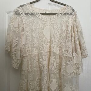 Ultra Pink Boho Embroidered Lace Top LG